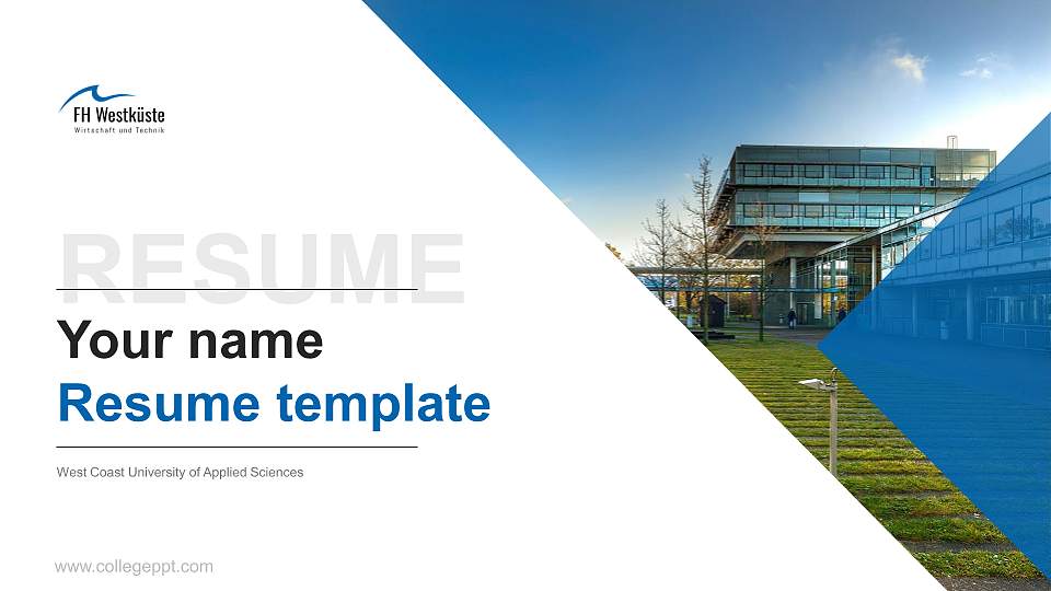 West Coast University of Applied Sciences Resume PPT Template16:9 ratio PPT effect preview image