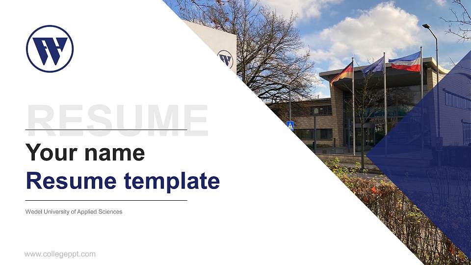 Wedel University of Applied Sciences Resume PPT Template16:9 ratio PPT effect preview image