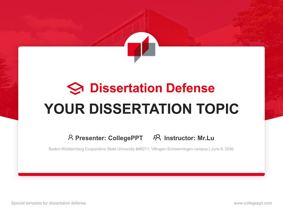 Baden-Württemberg Cooperative State University – Villingen-Schwenningen campus Graduation Thesis Defense PPT Template4:3 ratio PPT effect preview image7