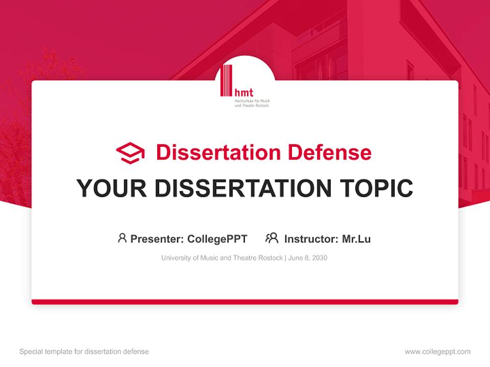University of Music and Theatre Rostock Graduation Thesis Defense PPT Template4:3 ratio PPT effect preview image7