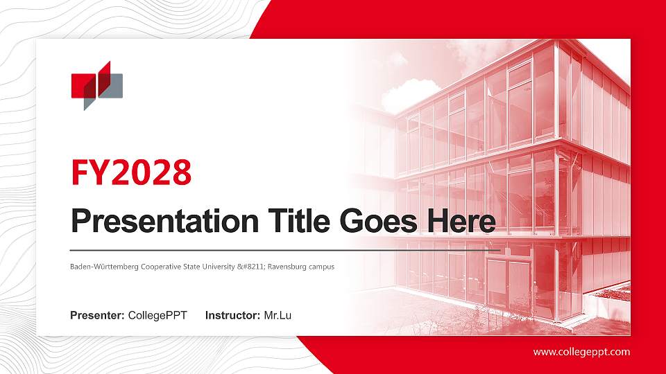 Baden-Württemberg Cooperative State University – Ravensburg campus Academic Presentation/Research Findings Report PPT Template16:9 ratio PPT effect preview image