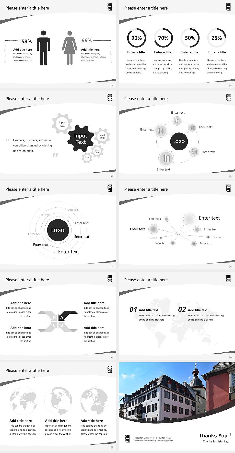 University of Social Design Course/Courseware Creation PPT Template4:3 ratio PPT effect preview image4
