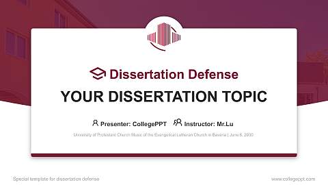 University of Protestant Church Music of the Evangelical Lutheran Church in Bavaria Graduation Thesis Defense PPT Template