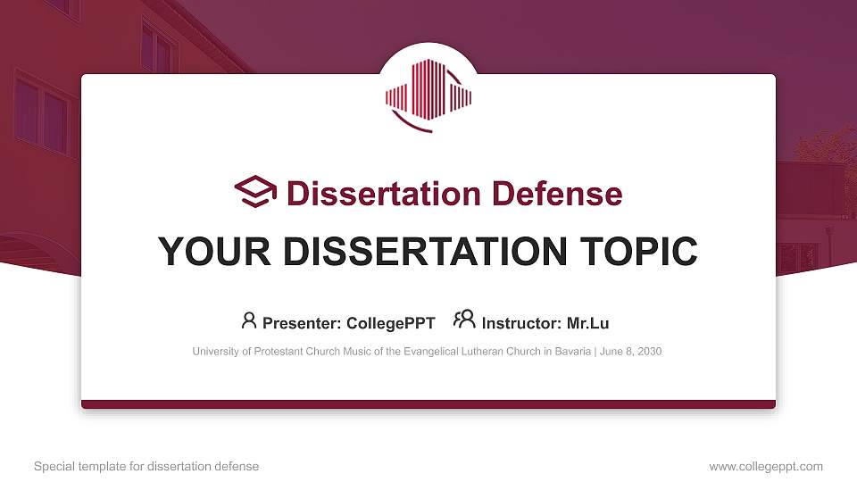 University of Protestant Church Music of the Evangelical Lutheran Church in Bavaria Graduation Thesis Defense PPT Template16:9 ratio PPT effect preview image