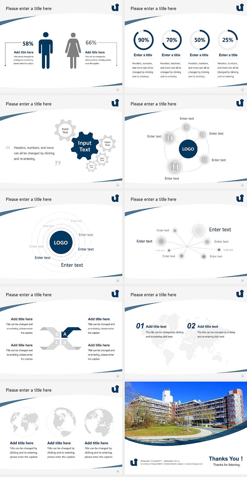 University of Siegen – Hölderlinstraße campus Course/Courseware Creation PPT Template4:3 ratio PPT effect preview image4