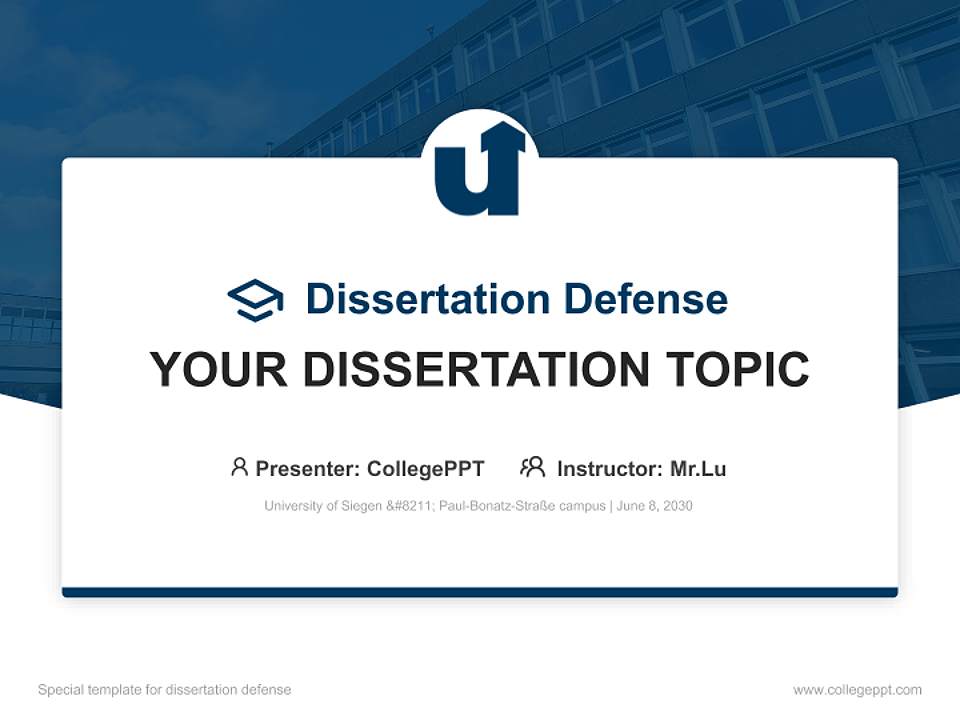 University of Siegen – Paul-Bonatz-Straße campus Graduation Thesis Defense PPT Template4:3 ratio PPT effect preview image7