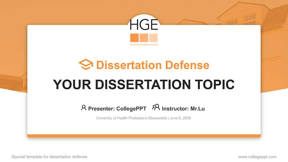 University of Health Professions Eberswalde Graduation Thesis Defense PPT Template16:9 ratio PPT effect preview image
