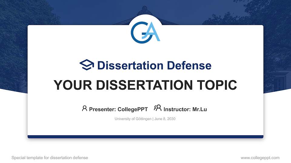 University of Göttingen Graduation Thesis Defense PPT Template16:9 ratio PPT effect preview image