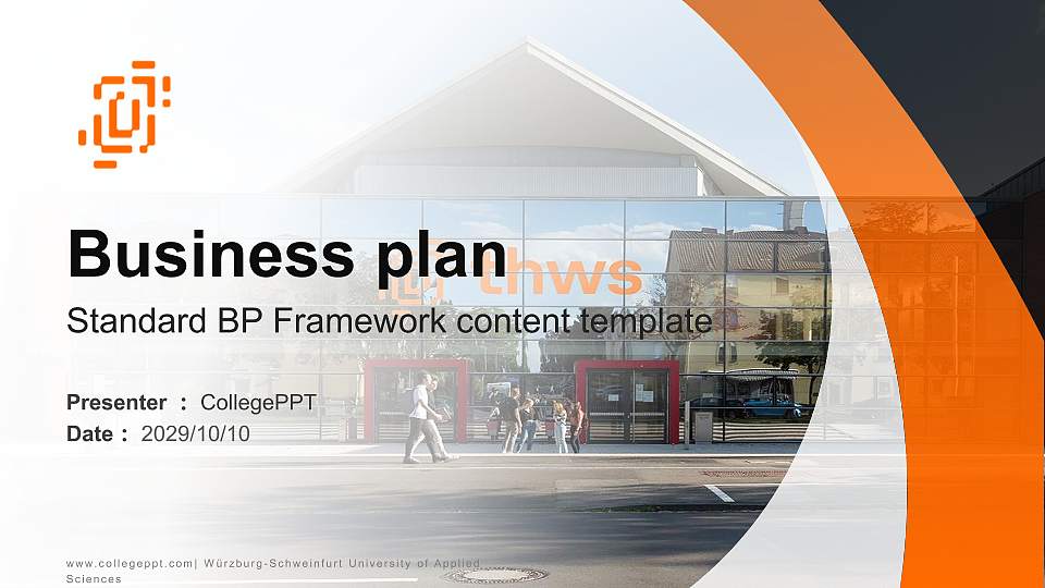 Würzburg-Schweinfurt University of Applied Sciences Competition/Entrepreneurship Contest PPT Template16:9 ratio PPT effect preview image