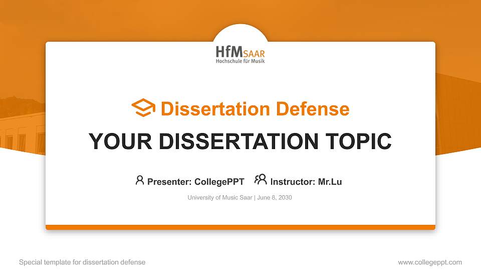 University of Music Saar Graduation Thesis Defense PPT Template16:9 ratio PPT effect preview image