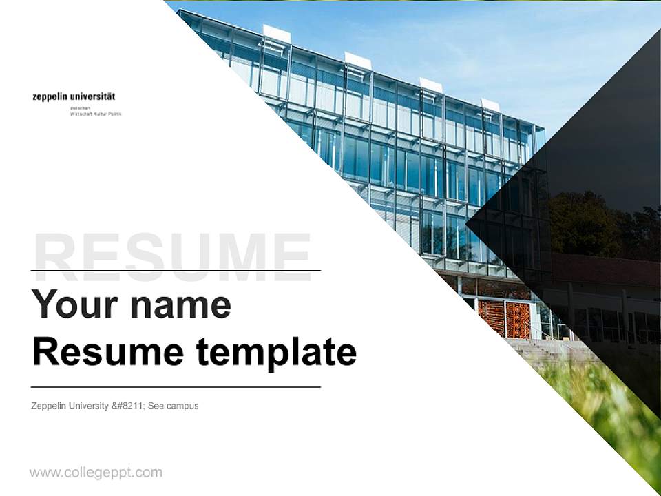 Zeppelin University – See campus Resume PPT Template4:3 ratio PPT effect preview image5
