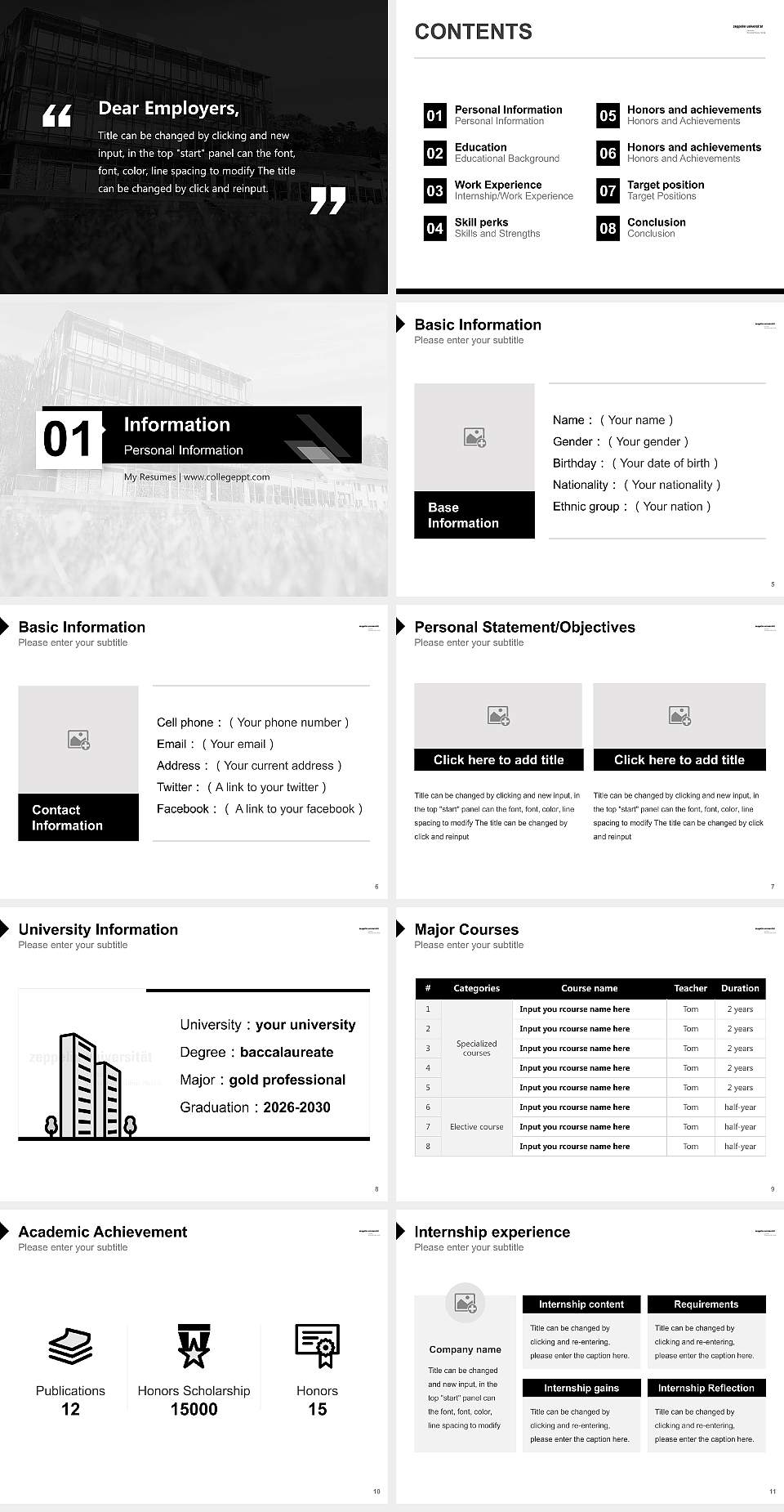 Zeppelin University – See campus Resume PPT Template4:3 ratio PPT effect preview image2