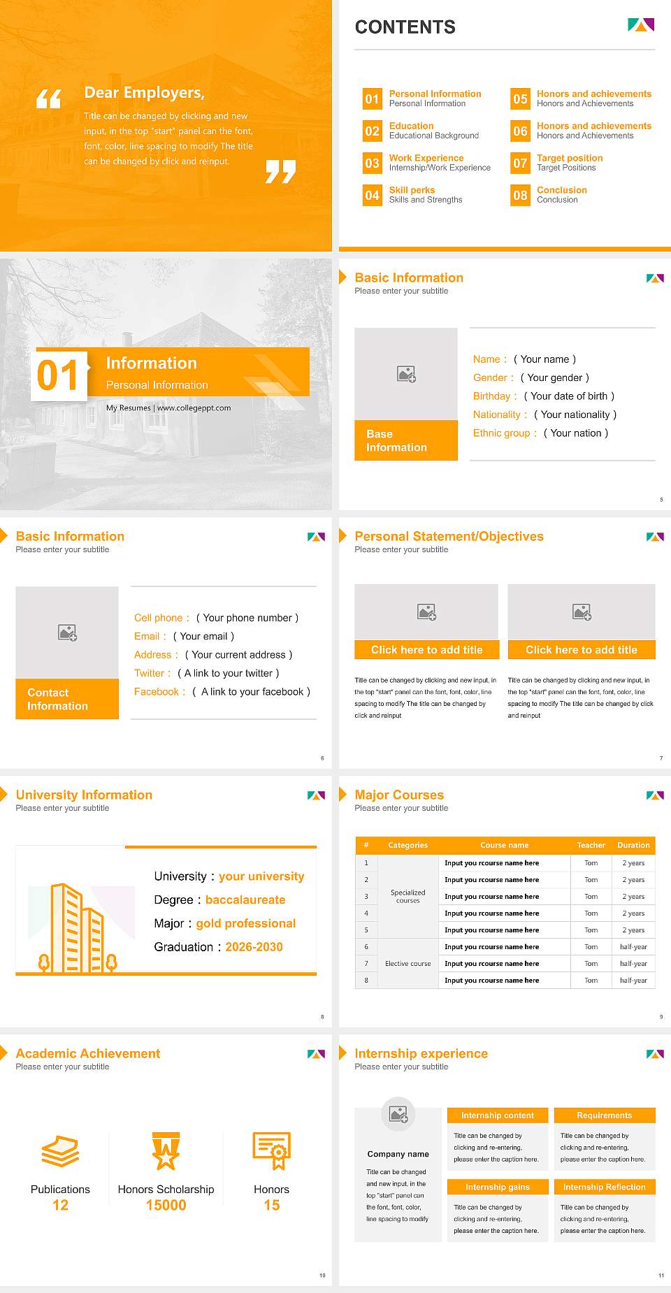 Augustana University Neuendettelsau Resume PPT Template4:3 ratio PPT effect preview image2