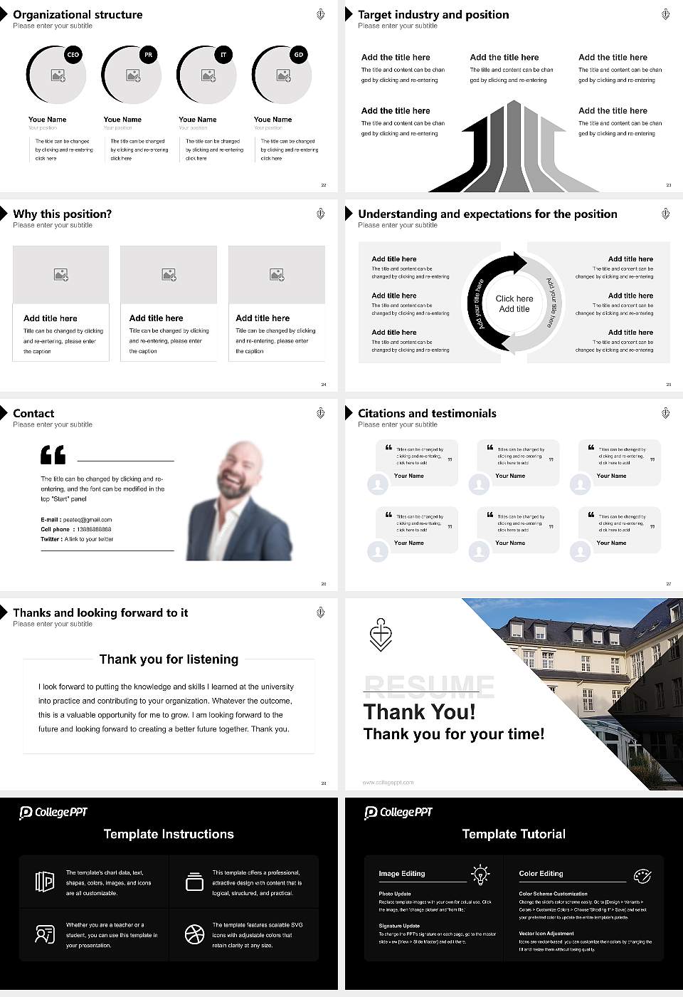 Vinzenz Pallotti University Resume PPT Template16:9 ratio PPT effect preview image4