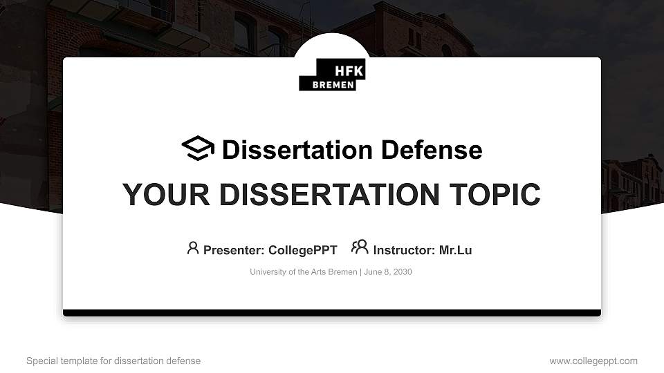University of the Arts Bremen Graduation Thesis Defense PPT Template16:9 ratio PPT effect preview image