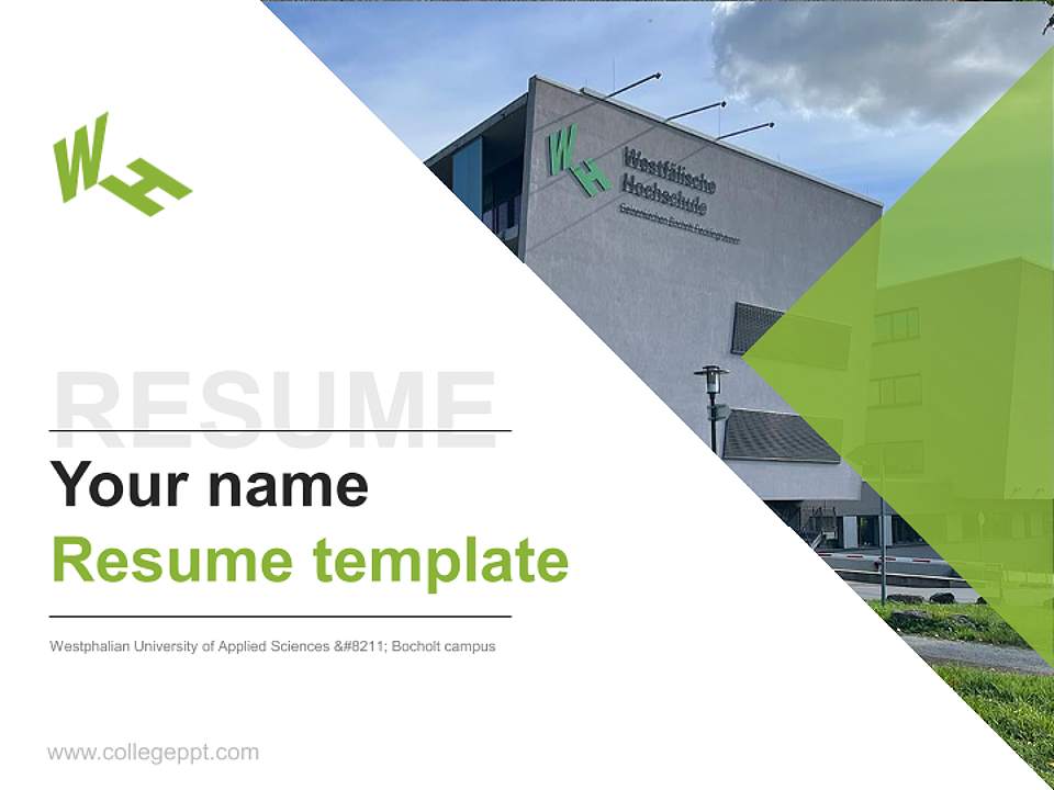 Westphalian University of Applied Sciences – Bocholt campus Resume PPT Template4:3 ratio PPT effect preview image5