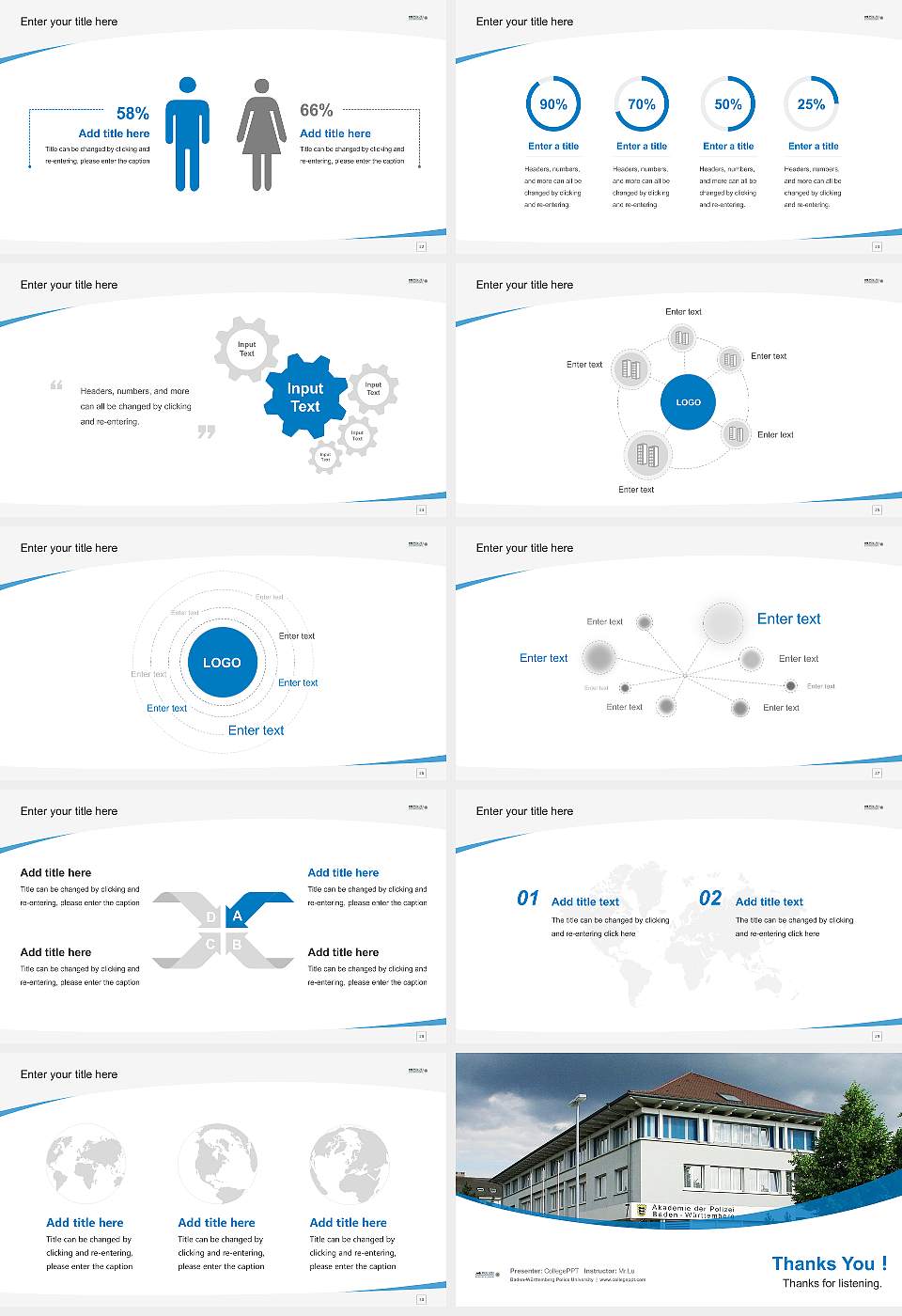 Baden-Württemberg Police University Course/Courseware Creation PPT Template16:9 ratio PPT effect preview image4