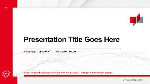 Baden-Württemberg Cooperative State University – Villingen-Schwenningen campus Thesis Proposal/Graduation Defense PPT Template