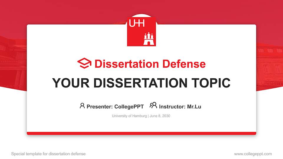 University of Hamburg Graduation Thesis Defense PPT Template16:9 ratio PPT effect preview image