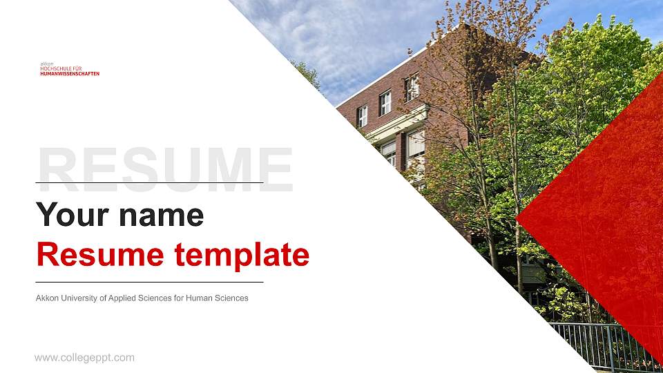 Akkon University of Applied Sciences for Human Sciences Resume PPT Template16:9 ratio PPT effect preview image