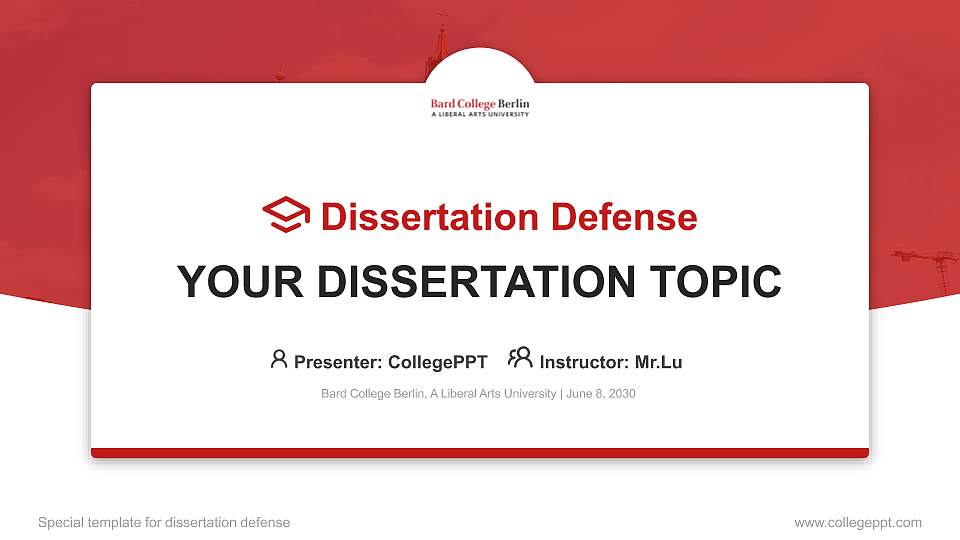 Bard College Berlin, A Liberal Arts University Graduation Thesis Defense PPT Template16:9 ratio PPT effect preview image