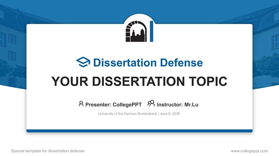 University of the German Bundesbank Graduation Thesis Defense PPT Template16:9 ratio PPT effect preview image