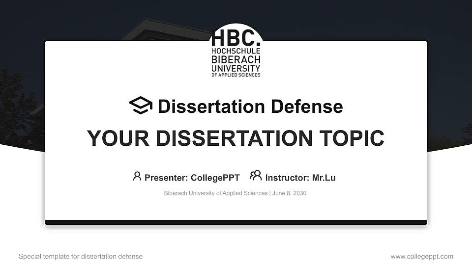 Biberach University of Applied Sciences Graduation Thesis Defense PPT Template16:9 ratio PPT effect preview image