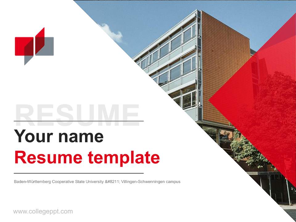 Baden-Württemberg Cooperative State University – Villingen-Schwenningen campus Resume PPT Template4:3 ratio PPT effect preview image5
