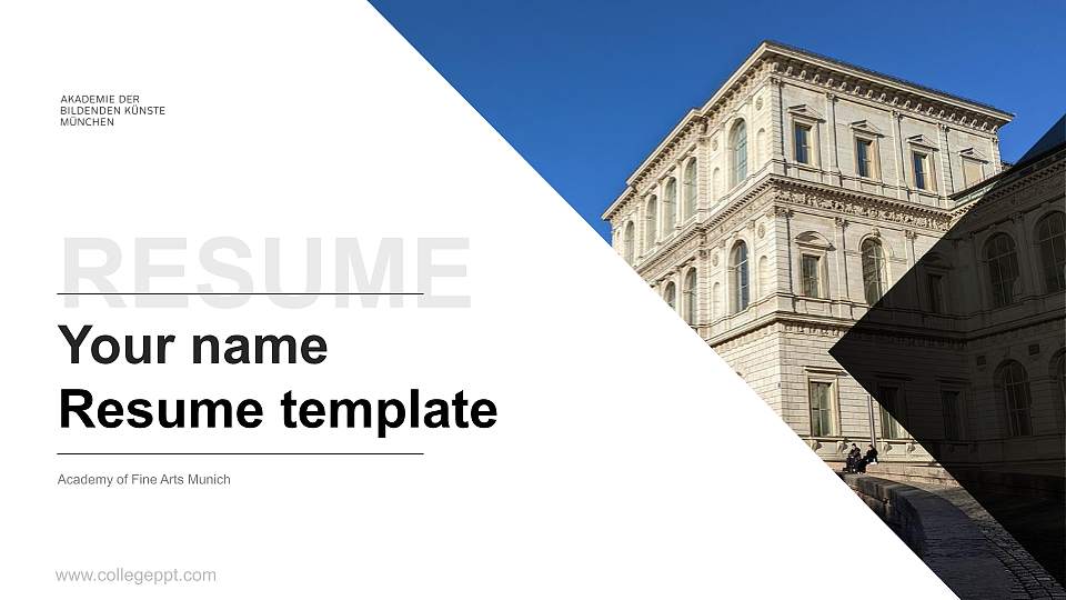 Academy of Fine Arts Munich Resume PPT Template16:9 ratio PPT effect preview image