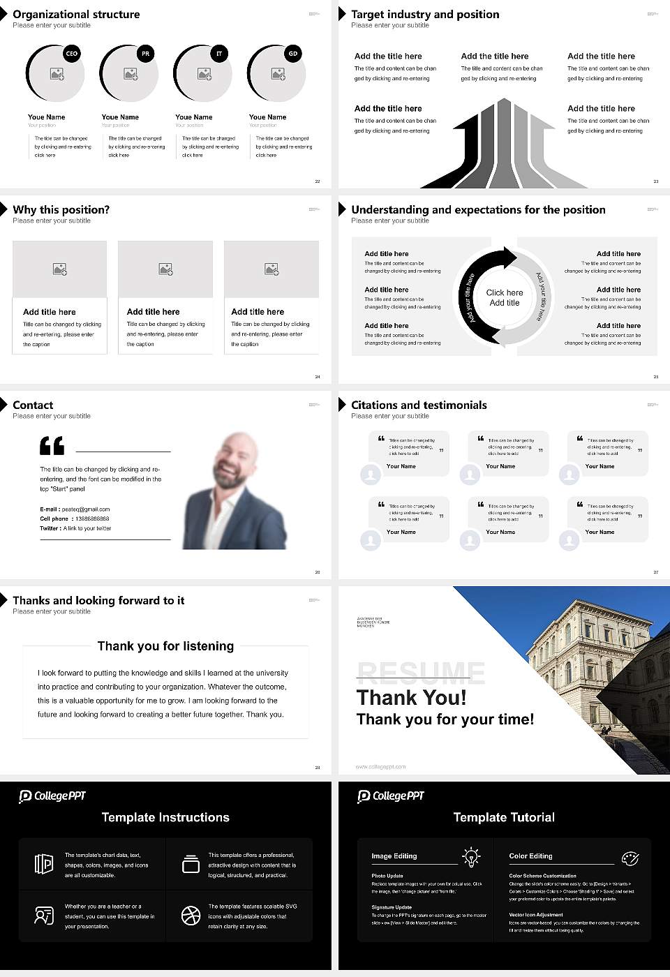 Academy of Fine Arts Munich Resume PPT Template16:9 ratio PPT effect preview image4
