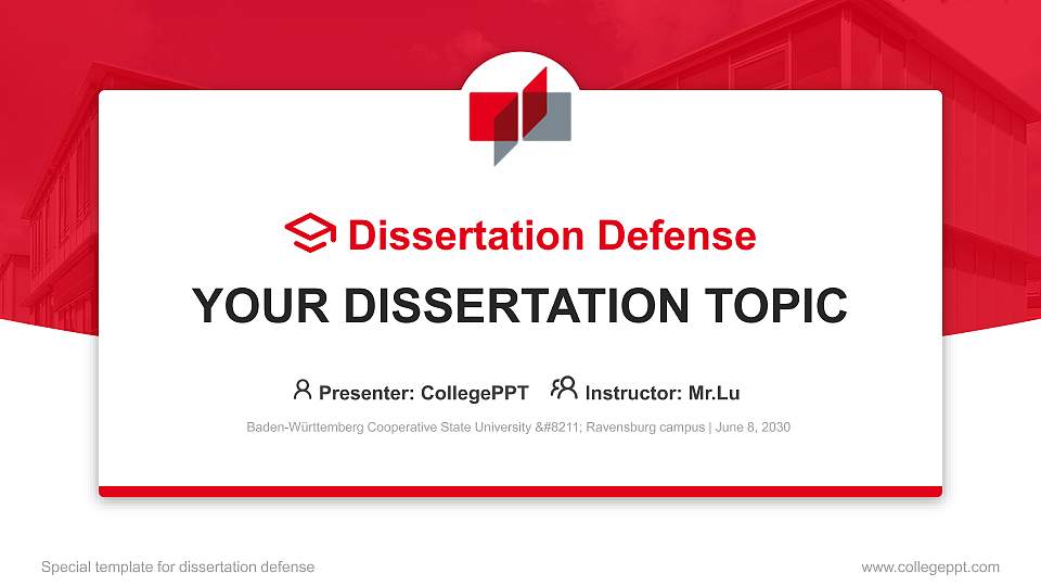 Baden-Württemberg Cooperative State University – Ravensburg campus Graduation Thesis Defense PPT Template16:9 ratio PPT effect preview image