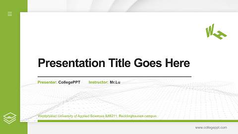Westphalian University of Applied Sciences – Recklinghausen campus Thesis Proposal/Graduation Defense PPT Template