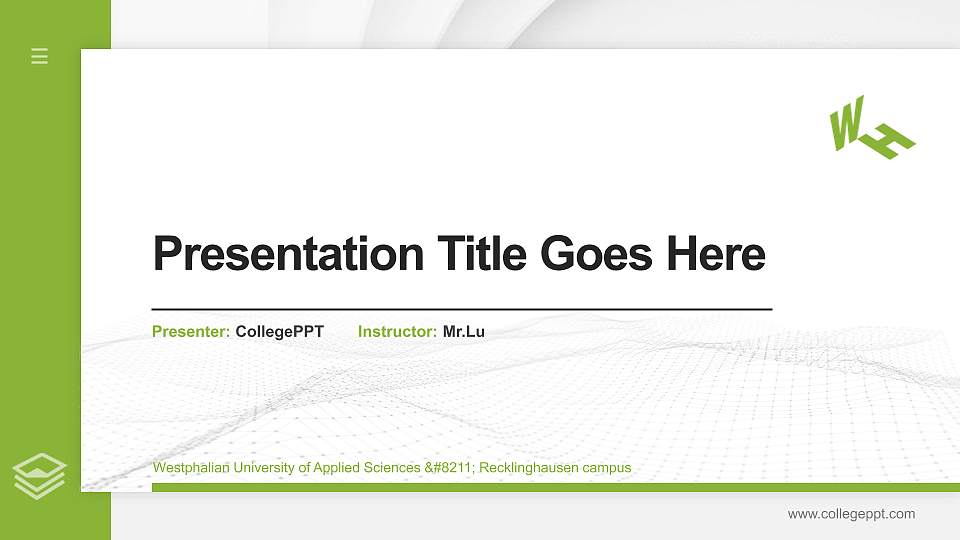 Westphalian University of Applied Sciences – Recklinghausen campus Thesis Proposal/Graduation Defense PPT Template16:9 ratio PPT effect preview image