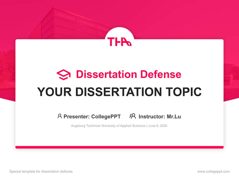Augsburg Technical University of Applied Sciences Graduation Thesis Defense PPT Template4:3 ratio PPT effect preview image7