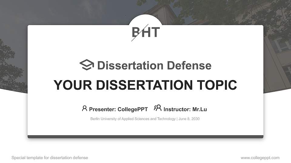 Berlin University of Applied Sciences and Technology Graduation Thesis Defense PPT Template16:9 ratio PPT effect preview image