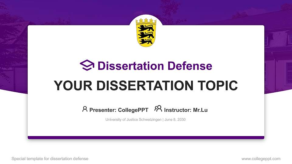 University of Justice Schwetzingen Graduation Thesis Defense PPT Template16:9 ratio PPT effect preview image