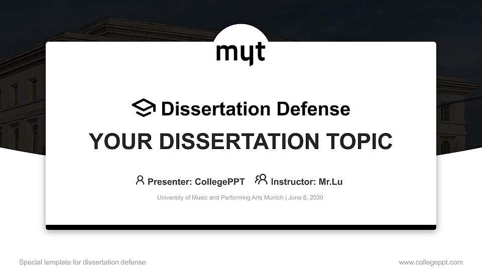 University of Music and Performing Arts Munich Graduation Thesis Defense PPT Template16:9 ratio PPT effect preview image