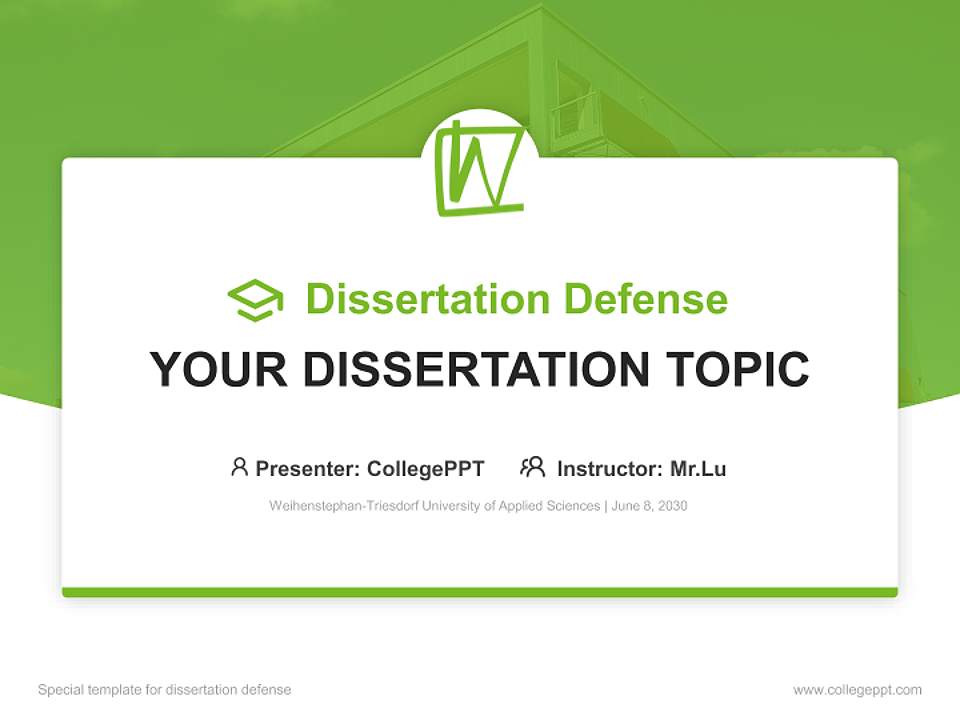 Weihenstephan-Triesdorf University of Applied Sciences Graduation Thesis Defense PPT Template4:3 ratio PPT effect preview image7