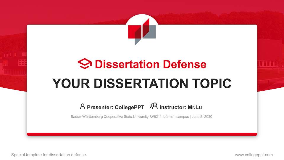 Baden-Württemberg Cooperative State University – Lörrach campus Graduation Thesis Defense PPT Template16:9 ratio PPT effect preview image