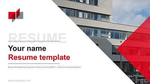 Baden-Württemberg Cooperative State University – Center for Advanced Studies Resume PPT Template