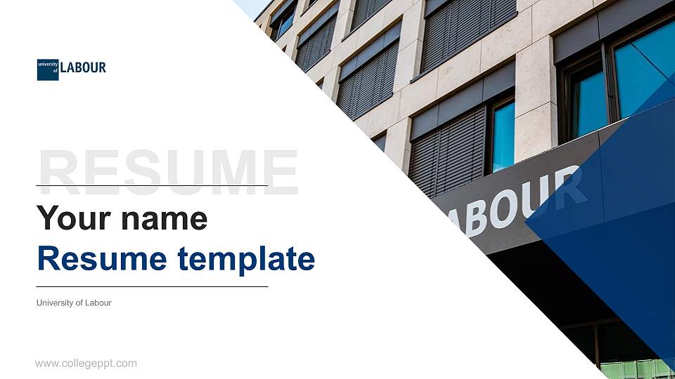 University of Labour Resume PPT Template16:9 ratio PPT effect preview image