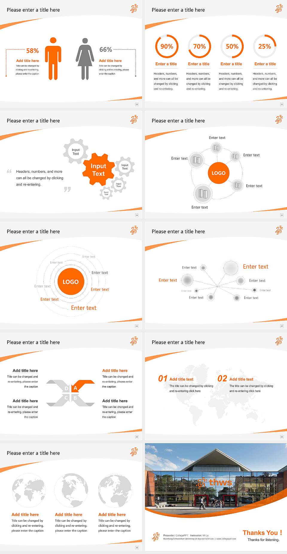 Würzburg-Schweinfurt University of Applied Sciences Course/Courseware Creation PPT Template4:3 ratio PPT effect preview image4