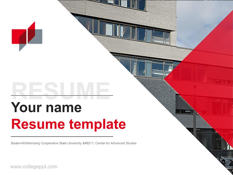 Baden-Württemberg Cooperative State University – Center for Advanced Studies Resume PPT Template4:3 ratio PPT effect preview image5