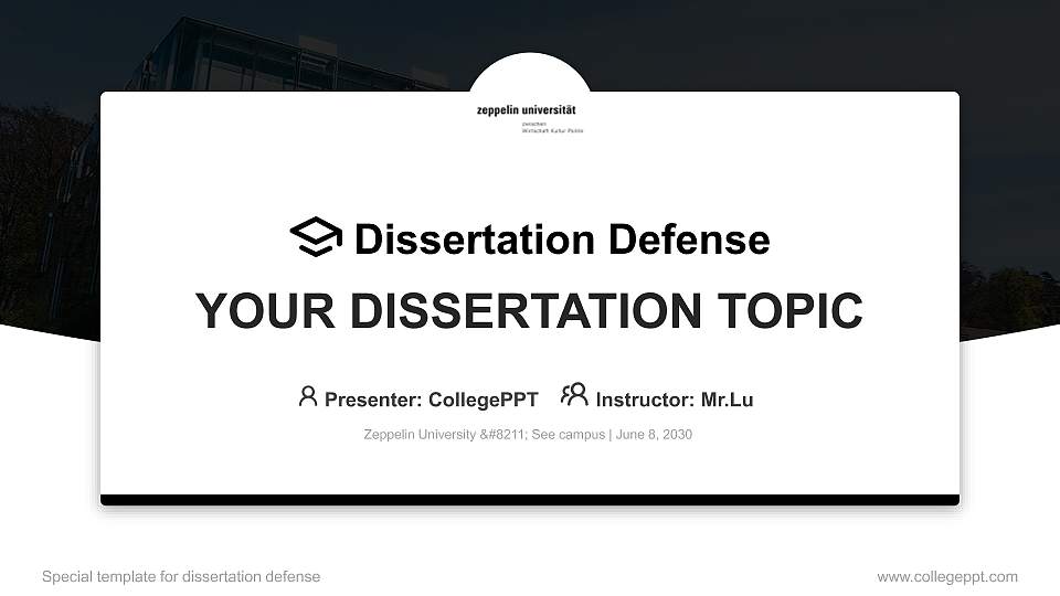 Zeppelin University – See campus Graduation Thesis Defense PPT Template16:9 ratio PPT effect preview image