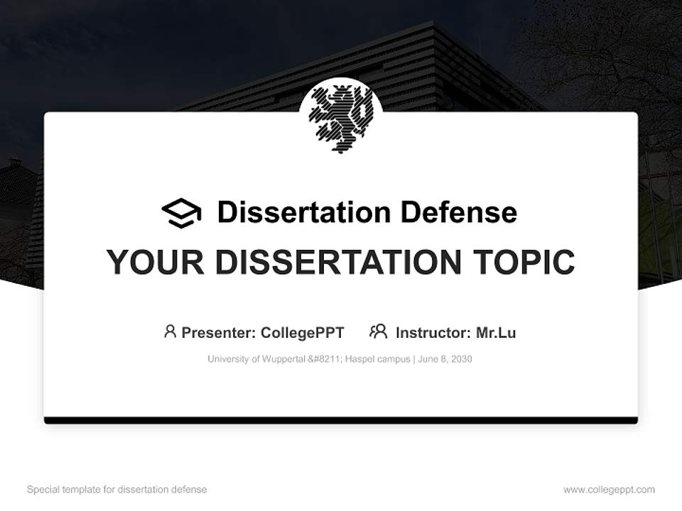 University of Wuppertal – Haspel campus Graduation Thesis Defense PPT Template4:3 ratio PPT effect preview image7