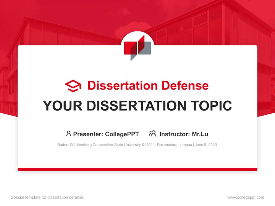 Baden-Württemberg Cooperative State University – Ravensburg campus Graduation Thesis Defense PPT Template4:3 ratio PPT effect preview image7