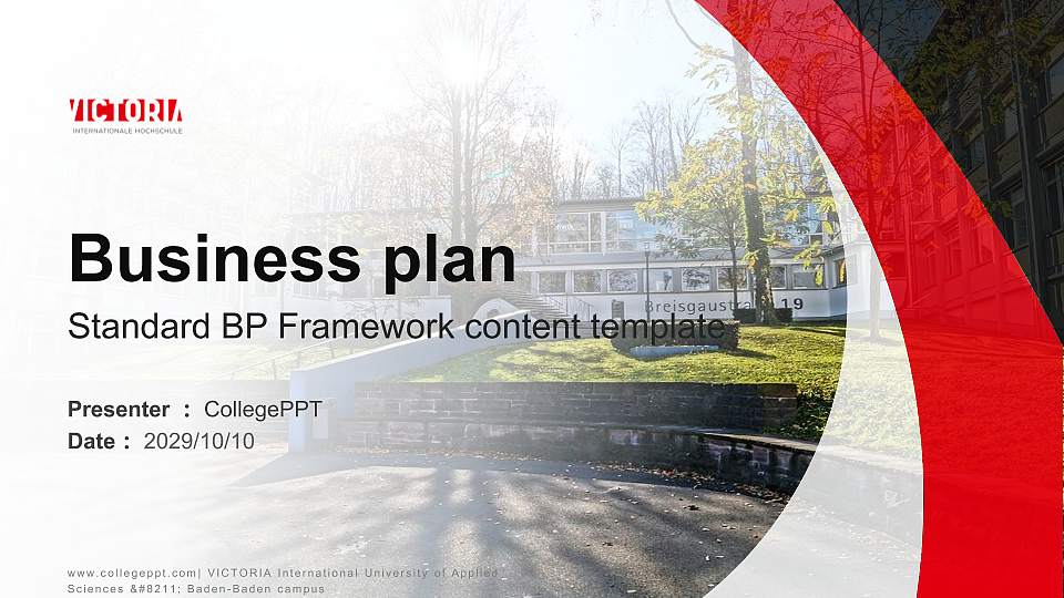 VICTORIA International University of Applied Sciences – Baden-Baden campus Competition/Entrepreneurship Contest PPT Template16:9 ratio PPT effect preview image