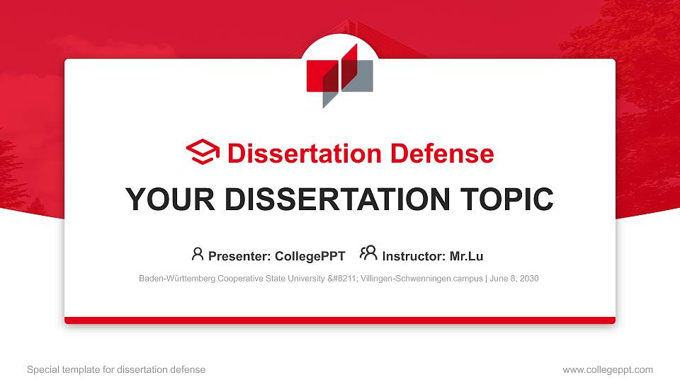 Baden-Württemberg Cooperative State University – Villingen-Schwenningen campus Graduation Thesis Defense PPT Template16:9 ratio PPT effect preview image