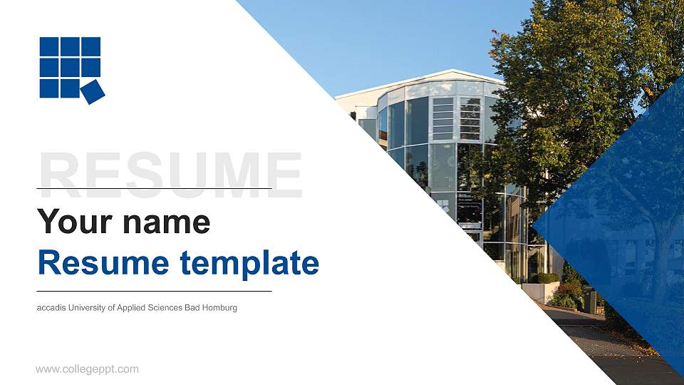 accadis University of Applied Sciences Bad Homburg Resume PPT Template16:9 ratio PPT effect preview image