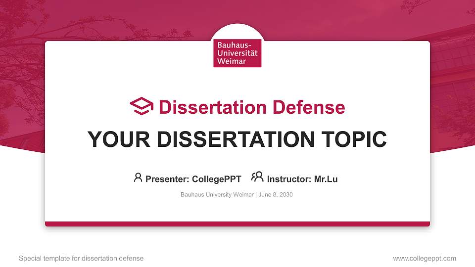 Bauhaus University Weimar Graduation Thesis Defense PPT Template16:9 ratio PPT effect preview image